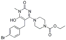 4-[5-(4-BROMO-BENZYL)-6-HYDROXY-1-METHYL-2-OXO-1,2-DIHYDRO-PYRIMIDIN-4-YL]-PIPERAZINE-1-CARBOXYLIC ACID ETHYL ESTER Struktur