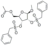 METHYL-5-O-ACETYL-2,3-DI-O-TOLUOLSULFONYL-BETA-D-RIBOFURANOSIDE Struktur