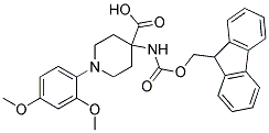 4-(((9H-FLUOREN-9-YL)METHOXY)CARBONYLAMINO)-1-(2,4-DIMETHOXYPHENYL)PIPERIDINE-4-CARBOXYLIC ACID Struktur