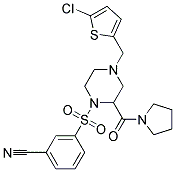 3-([4-[(5-CHLORO-2-THIENYL)METHYL]-2-(PYRROLIDIN-1-YLCARBONYL)PIPERAZIN-1-YL]SULFONYL)BENZONITRILE Struktur