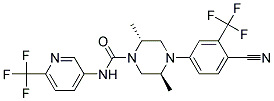 (+)-(2R,5S)-4-[4-CYANO-3(TRIFLUOROMETHYL)PHENYL]-2,5-DIMETHYL-N-[6-(TRIFLUOROMETHYL)PYRIDIN-3-YL]PIPERAZINE-1-CARBOXAMIDE Struktur