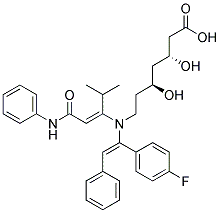 (3R,5S)-7-([(E)-1-(4-FLUORO-PHENYL)-2-PHENYL-VINYL]-{2-METHYL-1-[1-PHENYLCARBAMOYL-METH-(E)-YLIDENE]-PROPYL}-AMINO)-3,5-DIHYDROXY-HEPTANOICACID Struktur