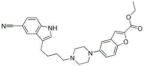 5-{4-[4-(5-CYANO-1H-INDOL-3-YL)-BUTYL]-PIPERAZIN-1-YL}-BENZOFURAN-2-CARBOXYLIC ACID ETHYL ESTER Struktur