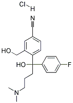 4-[4-Dimethylamino-1-(4-Fluorophenyl)-1-Hydroxybutyl]-3-Hydroxymethyl BenzonitrileHcl Struktur