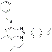 6-(BENZYLTHIO)-9-BUTYL-8-(4-METHOXYPHENYL)-2-METHYL-9H-PURINE Struktur