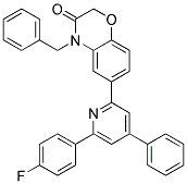 4-BENZYL-6-[6-(4-FLUORO-PHENYL)-4-PHENYL-PYRIDIN-2-YL]-4H-BENZO[1,4]OXAZIN-3-ONE Struktur