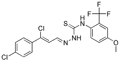 N1-[4-methoxy-2-(trifluoromethyl)phenyl]-2-[3-chloro-3-(4-chlorophenyl)prop-2-enylidene]hydrazine-1-carbothioamide Struktur