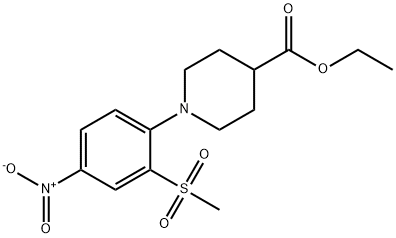 Ethyl 1-(2-methylsulphonyl-4-nitrophenyl)piperidine-4-carboxylate Struktur