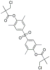 4-({4-[(3-chloro-2,2-dimethylpropanoyl)oxy]-3,5-dimethylphenyl}sulphonyl)-2,6-dimethylphenyl 3-chloro-2,2-dimethylpropanoate Struktur