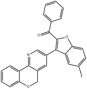 [3-(5H-CHROMENO[4,3-B]PYRIDIN-3-YL)-5-FLUORO-1-BENZOFURAN-2-YL](PHENYL)METHANONE Struktur