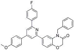 4-BENZYL-6-[6-(4-FLUORO-PHENYL)-4-(4-METHOXY-PHENYL)-PYRIDIN-2-YL]-4H-BENZO[1,4]OXAZIN-3-ONE Struktur