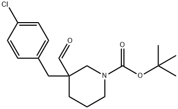 3-(4-Chlorobenzyl)-3-formylpiperidine, N-BOC protected Struktur