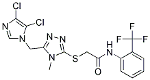 N1-[2-(trifluoromethyl)phenyl]-2-({5-[(4,5-dichloro-1H-imidazol-1-yl)methyl]-4-methyl-4H-1,2,4-triazol-3-yl}thio)acetamide Struktur