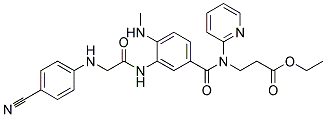 3-({3-[2-(4-CYANO-PHENYLAMINO)-ACETYLAMINO]-4-METHYLAMINO-BENZOYL}-PYRIDIN-2-YL-AMINO)-PROPIONIC ACID ETHYL ESTER Struktur