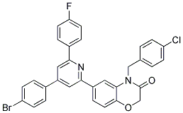 6-[4-(4-BROMO-PHENYL)-6-(4-FLUORO-PHENYL)-PYRIDIN-2-YL]-4-(4-CHLORO-BENZYL)-4H-BENZO[1,4]OXAZIN-3-ON Struktur