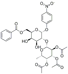 P-NITROPHENYL 6-O-BENZOYL-2-O-(2,3,4-TRI-O-ACETYL-B-L-FUCOPYRANOSYL)-A-D-GALACTOPYRANOSIDE Struktur