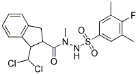 N'-{[1-(DICHLOROMETHYL)-2,3-DIHYDRO-1H-INDEN-2-YL]CARBONYL}-4-FLUORO-N',3,5-TRIMETHYLBENZENESULPHONOHYDRAZIDE Struktur