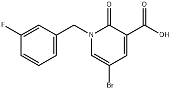 5-bromo-1-(3-fluorobenzyl)-2-oxo-1,2-dihydropyridine-3-carboxylic acid Struktur