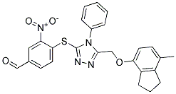 4-[(5-{[(7-methyl-2,3-dihydro-1H-inden-4-yl)oxy]methyl}-4-phenyl-4H-1,2,4-triazol-3-yl)thio]-3-nitrobenzaldehyde Struktur