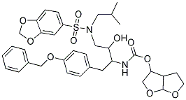 [3-[(BENZO[1,3]DIOXOLE-5-SULFONYL)-ISOBUTYL-AMINO]-1-(4-BENZYLOXY-BENZYL)-2-HYDROXY-PROPYL]-CARBAMIC ACID HEXAHYDRO-FURO[2,3-B]FURAN-3-YL ESTER Struktur