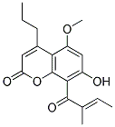 7-HYDROXY-5-METHOXY-8-((E)-2-METHYL-BUT-2-ENOYL)-4-PROPYL-CHROMEN-2-ONE Struktur