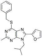 6-(BENZYLTHIO)-8-(FURAN-2-YL)-9-ISOBUTYL-2-METHYL-9H-PURINE Struktur