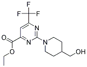 Ethyl 2-(4-(hydroxymethyl)piperidin-1-yl)-6-(trifluoromethyl)pyrimidine-4-carboxylate Struktur