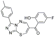 (5-FLUORO-2-HYDROXYPHENYL)[3-(4-METHYLPHENYL)[1,2,4]TRIAZOLO[3,4-B][1,3,4]THIADIAZEPIN-7-YL]METHANON Struktur