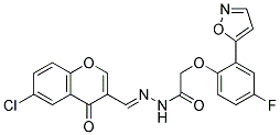 N'-[(1E)-(6-CHLORO-4-OXO-4H-CHROMEN-3-YL)METHYLENE]-2-(4-FLUORO-2-ISOXAZOL-5-YLPHENOXY)ACETOHYDRAZID Struktur