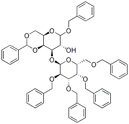 BENZYL 4,6-O-BENZYLIDENE-3-O-(2,3,4,6-TETRA-O-BENZYL-A-D-GALACTOPYRANOSYL)-D-GALACTOPYRANOSIDE Struktur