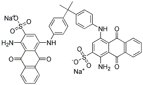 disodium 4,4'-[(1-methylethylidene)bis(4,1-phenyleneimino)]bis[1-amino-9,10-dihydro-9,10-dioxoanthracene-2-sulphonate]  Struktur