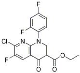 Ethyl 7-chloro-1-(2,4-difluorophenyl)-6-fluoro-4-oxo-1,2,3,4-tetrahydro-1,8-naphthyridine-3-carboxylate Struktur