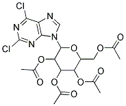 3,5-di(acetyloxy)-2-[(acetyloxy)methyl]-6-(2,6-dichloro-9H-purin-9-yl)tetrahydro-2H-pyran-4-yl acetate Struktur