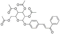 3,5-di(acetyloxy)-2-[(acetyloxy)methyl]-6-[4-(3-oxo-3-phenylprop-1-enyl)phenoxy]tetrahydro-2H-pyran-4-yl acetate Struktur