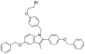 5-BENZYLOXY-2-(4-BENZYLOXY-PHENYL)-1-[4-(2-BROMO-ETHOXY)-BENZYL]-3-METHYL-1H-INDOLE Struktur