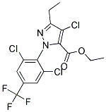 4-CHLORO-1-[2,6-DICHLORO-4-(TRIFLUOROMETHYL)PHENYL]-3-ETHYL-1H-PYRAZOLE-5-CARBOXYLIC ACID ETHYL ESTER Struktur