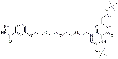 TERT-BUTYL 14-(N-BOC-AMINO)-1-[3-(MERCAPTOCARBAMOYL)PHENOXY]-13,15-DIOXO-3,6,9-TRIOXA- 12,16-DIAZANONADECAN-19-OATE Struktur