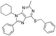 6-(BENZYLTHIO)-9-CYCLOHEXYL-2-METHYL-8-PHENYL-9H-PURINE Struktur