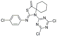 N1-[1-(4,6-DICHLORO-1,3,5-TRIAZIN-2-YL)-4-METHYLIDENE-3-THIA-1-AZASPIRO[4.5 ]DEC-2-YLIDEN]-4-CHLOROANILINE Struktur