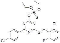 O-[4-[(2-CHLORO-6-FLUOROBENZYL)THIO]-6-(4-CHLOROPHENYL)-1,3,5-TRIAZIN-2-YL] O,O-DIETHYL PHOSPHOTHIOATE Struktur