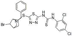 N-{5-[(2-BENZYL-7-BROMO-2-AZABICYCLO[2.2.1]HEPT-6-YL)THIO]-1,3,4-THIADIAZOL -2-YL}-N'-(2,4-DICHLOROPHENYL)THIOUREA Struktur