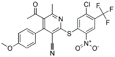 5-ACETYL-2-{[5-CHLORO-2-NITRO-4-(TRIFLUOROMETHYL)PHENYL]THIO}-4-(4-METHOXYP HENYL)-6-METHYLNICOTINONITRILE Struktur