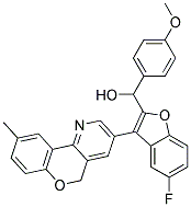 [5-FLUORO-3-(6-METHYL-10H-9-OXA-4-AZA-PHENANTHREN-2-YL)-BENZOFURAN-2-YL]-(4-METHOXY-PHENYL)-METHANOL Struktur