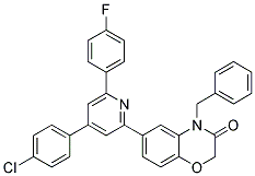 4-BENZYL-6-[4-(4-CHLORO-PHENYL)-6-(4-FLUORO-PHENYL)-PYRIDIN-2-YL]-4H-BENZO[1,4]OXAZIN-3-ONE Struktur