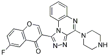 6-FLUORO-3-(4-PIPERAZIN-1-YL-[1,2,4]TRIAZOLO-[4,3-A]QUINOXALIN-1-YL)-CHROMEN-4-ONE Struktur