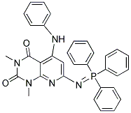 5-anilino-1,3-dimethyl-7-[(triphenyl-lambda~5~-phosphanylidene)amino]pyrido[2,3-d]pyrimidine-2,4(1H,3H)-dione Struktur