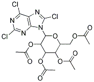 3,5-DI(ACETYLOXY)-2-[(ACETYLOXY)METHYL]-6-(2,6,8-TRICHLORO-9H-PURIN-9-YL)TE TRAHYDRO-2H-PYRAN-4-YL ACETATE Struktur