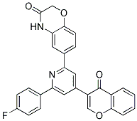 6-[6-(4-FLUORO-PHENYL)-4-(4-OXO-4H-CHROMEN-3-YL)-PYRIDIN-2-YL]-4H-BENZO[1,4]OXAZIN-3-ONE Struktur