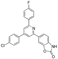 6-[4-(4-CHLORO-PHENYL)-6-(4-FLUORO-PHENYL)-PYRIDIN-2-YL]-3H-BENZOOXAZOL-2-ONE Struktur