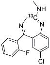 7-CHLORO-5-(2-FLUOROPHENYL)-2-METHYLAMINO-3H-1,4-BENZODIAZEPINE-13C1 Struktur